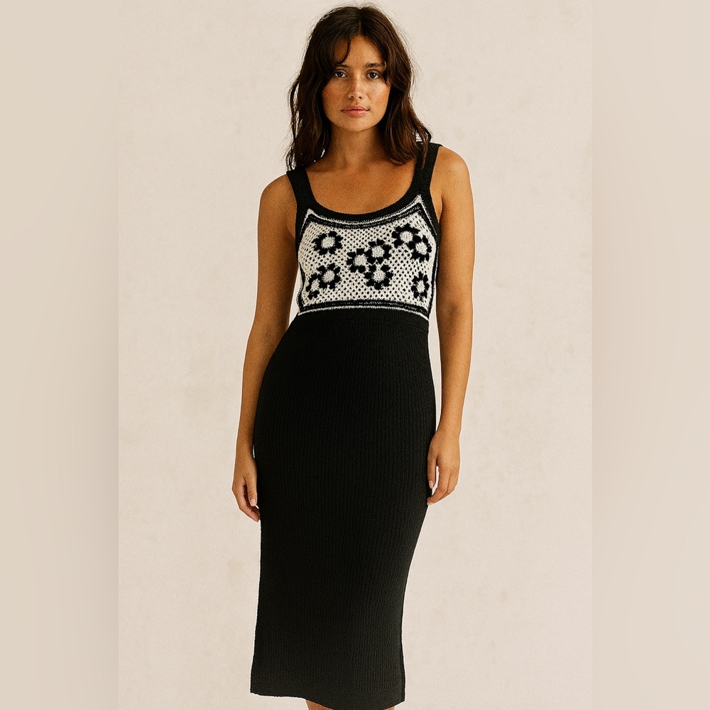 ASOS Design Black Crochet Top Maxi Dress – US 2
